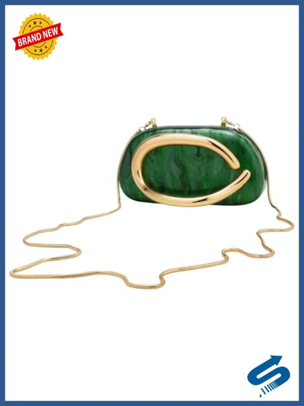 Acrylic Evening Clutch Bag Marbling Handbag Detachable Chain Wedding Prom
